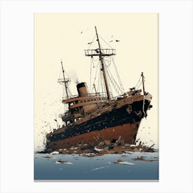 Titanic Ship Wreck Minimalist 2 Canvas Print