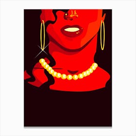 Illustration Art Prints Woman With Pearls 6 Canvas Print