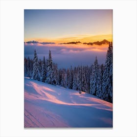 Oberstdorf, Germany 1 Sunrise Skiing Poster Canvas Print