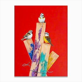 Birds On Sticks Canvas Print