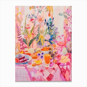 Pink Breakfast Food Veggie Breakfast 2 Canvas Print