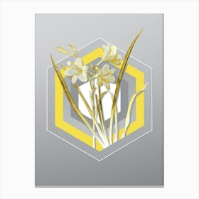 Botanical Daylily in Yellow and Gray Gradient n.282 Canvas Print