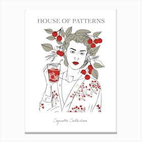 Woman Portrait With Cherries 6 Pattern Poster Canvas Print