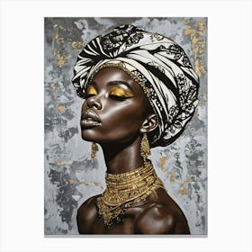 Golden Elegance African Beauty Digital Art Canvas Print