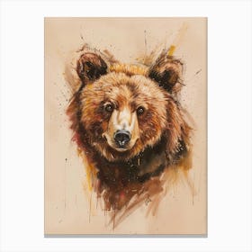 Brown Bear Pastel Watercolour 2 Toile