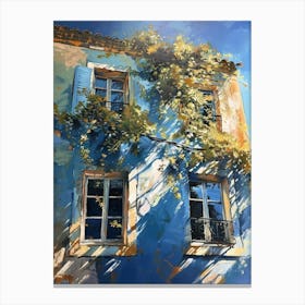 Blue House With Blue Shutters Canvas Print