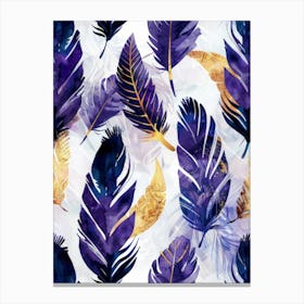 Feathers In Purple And Gold Canvas Print