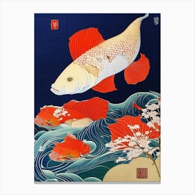 Ogon Koi Fish Ukiyo E Style Japanese Canvas Print