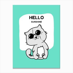 Hello Sunshine - cat, cats, kitty, kitten, cute, funny, animal, pet, pets Canvas Print