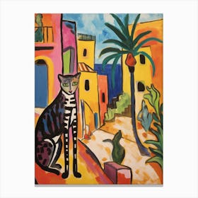 Painting Of A Cat In Luxor Egypt 1 Canvas Print