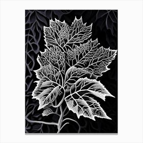Blackberry Leaf Linocut 1 Canvas Print