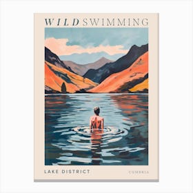 Wild Swimming At Lake District Cumbria 3 Poster Canvas Print