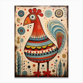 Rooster, primitive art Canvas Print