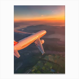 Airplane Flying In The Sky - Reimagined Canvas Print