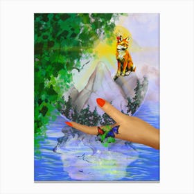 Balance - Fox in Hand Canvas Print