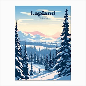 Lapland Finland Snow Mountain Modern Travel Illustration Canvas Print