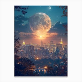 Full Moon Over New York City Canvas Print