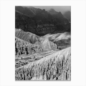 Hiking Through The Himalayas In Black And White Canvas Print