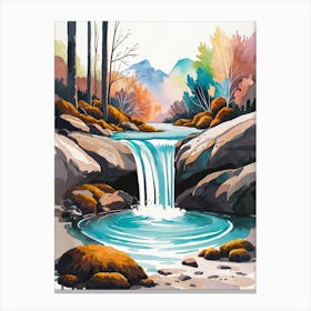 Wild waterfall painting Canvas Print