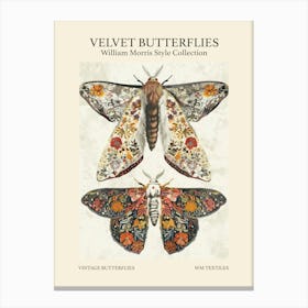 Velvet Butterflies Collection Vintage Butterflies William Morris Style 6 Canvas Print