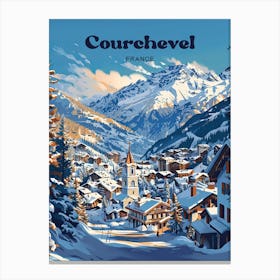 Courchevel France Ski Resort Digital Travel Illustration Canvas Print