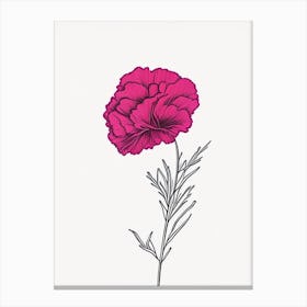 Carnation Floral Minimal Line Drawing 3 Flower Canvas Print