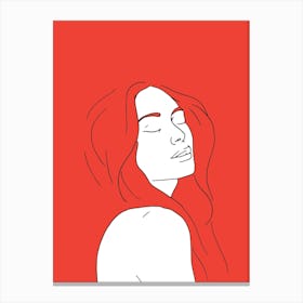 Woman In Reverie Red Canvas Print