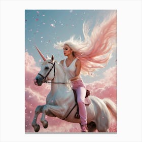 Unicorn Girl Riding A Unicorn Canvas Print