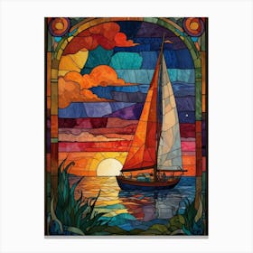 Sailboat At Sunset Canvas Print