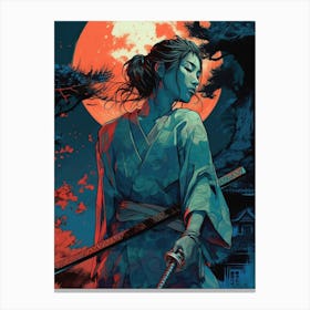 Samurai Girl Painting Canvas Print