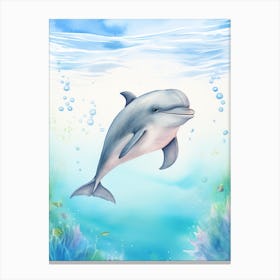 Storybook Style Dolphin Illustration 2 Canvas Print