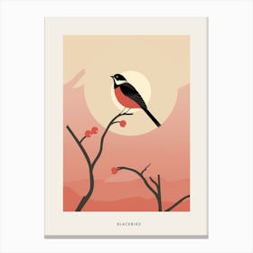 Minimalist Blackbird 3 Bird Poster Canvas Print