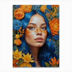 Blue Haired Girl 3 Canvas Print