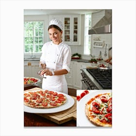 A French Chef Female Poised And Graceful Slices Juicy Cherry Tomatoes With A Kitchen Knife Raw B (2) Canvas Print