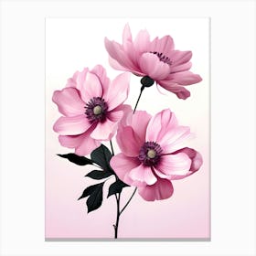 Pink Flowers On A Pink Background 5 Canvas Print