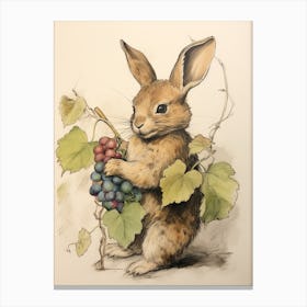 Storybook Animal Watercolour Rabbit 7 Canvas Print