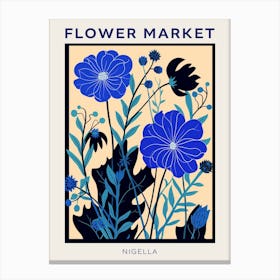 Blue Flower Market Poster Love In A Mist Nigella 1 Canvas Print