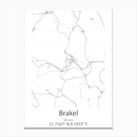 Brakel,Germany Minimalist Map Canvas Print