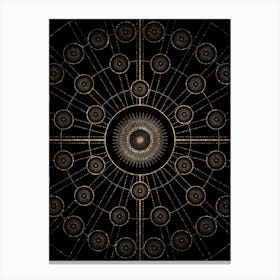 Geometric Glyph Radial Array in Glitter Gold on Black n.0117 Canvas Print