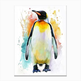 Emperor Penguin Colourful Watercolour 1 Canvas Print
