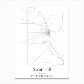 Swan Hill,Australia Minimalist Map Canvas Print