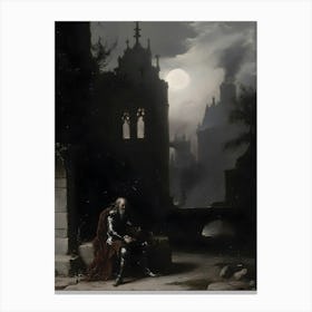 Knight In The Moonlight Canvas Print