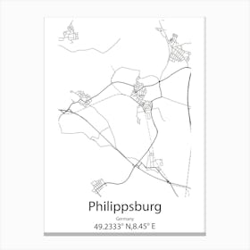 Philippsburg,Germany Minimalist Map Canvas Print