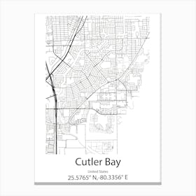 Cutler Bay,United States Minimalist Map 1 Canvas Print