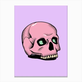 Candy Colour Skull, Pop art Barbiecore Style Canvas Print