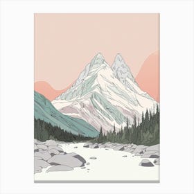 Mount Robson Canada Color Line Drawing (4) Canvas Print