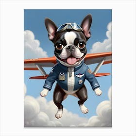 Boston Terrier Pilot-Reimagined 26 Canvas Print