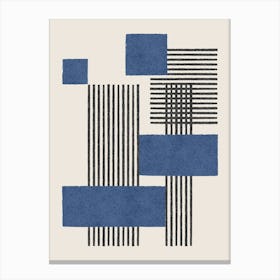 Square Lines Modern Graphic Abstract Geometric Composition - Navy Blue Canvas Print