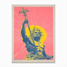  A Drawing Of Poseidon With Trident Silk Screen 2 Canvas Print