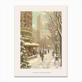 Vintage Winter Poster Chicago Usa 2 Canvas Print